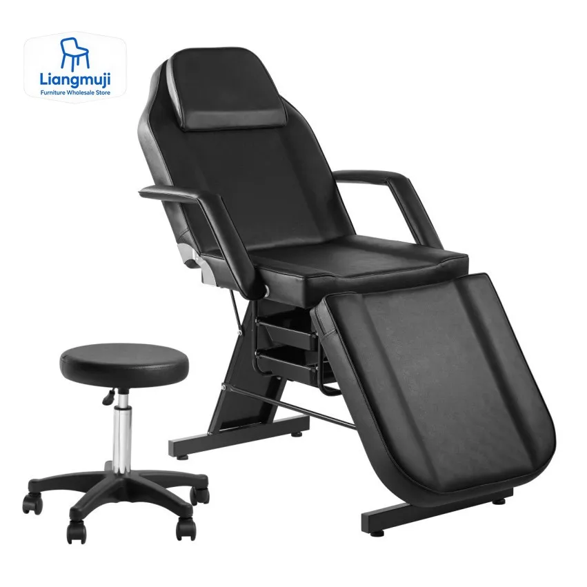 

Hand Massage Table Facial Bed Massage Bed Lash Bed for Eyelash Extensions Salon Chair with Tray Split Footrests (Black) MQAM