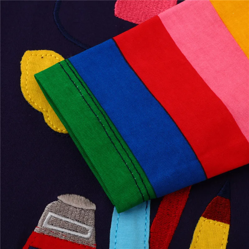 Springen Meter 2-8T Heißer Verkauf kinder Schule Kleider Mit Taschen Stift Stickerei Langarm Herbst Kinder adrette Kleid – Detail 5