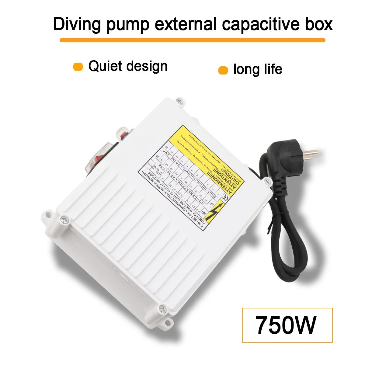 Scatola di controllo della pompa da 750 W 35 uf integrata nel controller dell'interruttore automatico di protezione termica per pompe di aspirazione sommergibili per pozzi profondi 8A