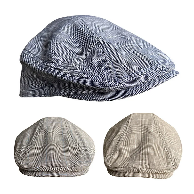 

Spring Summer Cotton Newsboy Cap New Blue Grey Breathable Beret Men's Women's Literary Retro Hat England Hats Male Hats 51