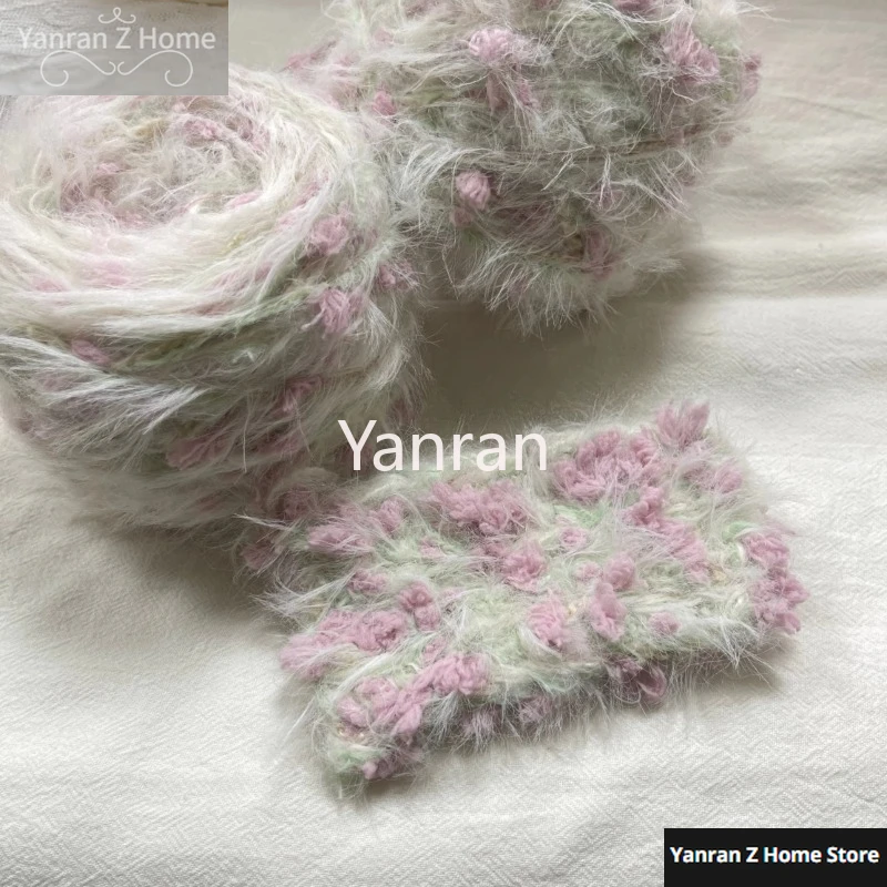 

Mint Rose/Cherry Chunky Yarn Blossom Handwoven Featured Handmixed Thread Woolen Ball Knitting Crochet 7mm Bag Hair Card Clothes
