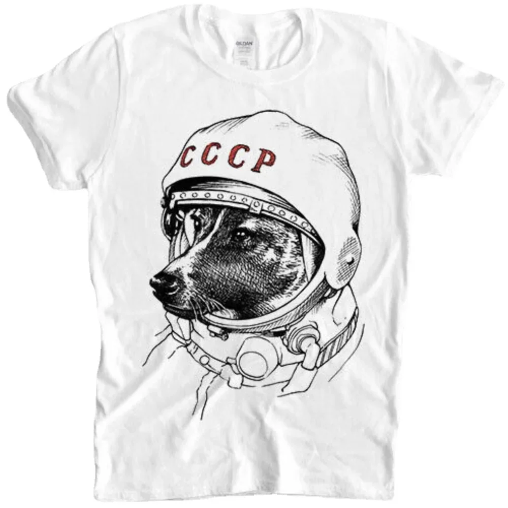 

Laika Astronaut Dog Russia Drawing Art Men T-Shirt Short Sleeve Casual Cotton O-Neck Summer Shirt