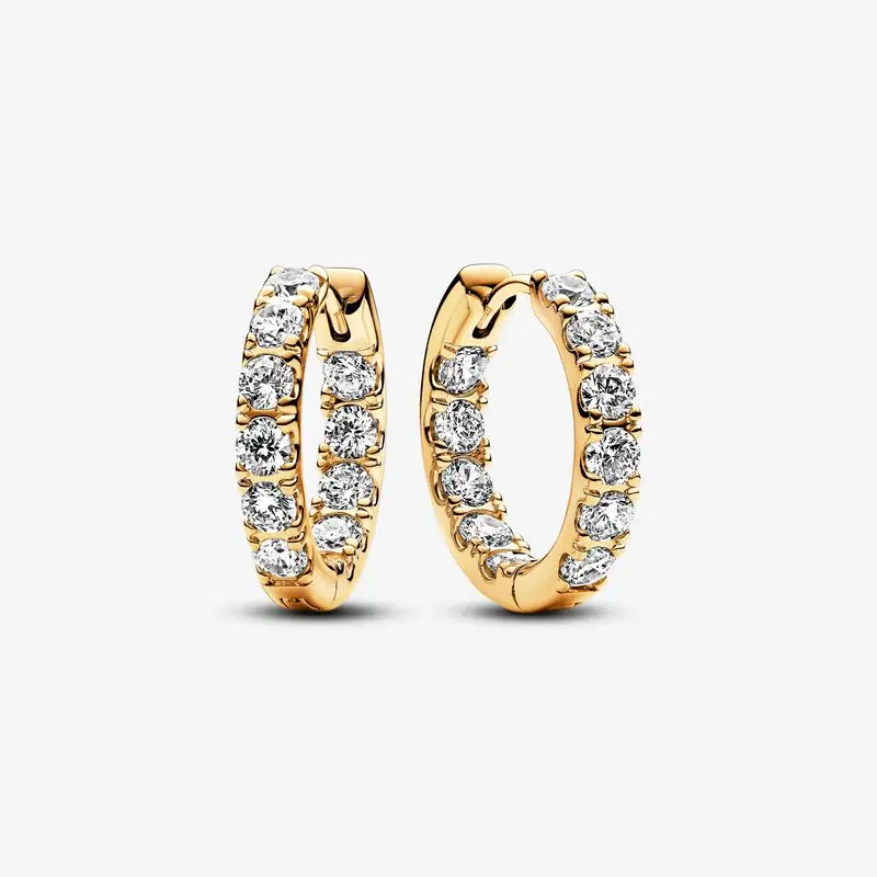 

Sparkling Row Eternity Hoop Earrings Gift Sterling Silver Jewelry Earrings For Woman Party Jewelry Making