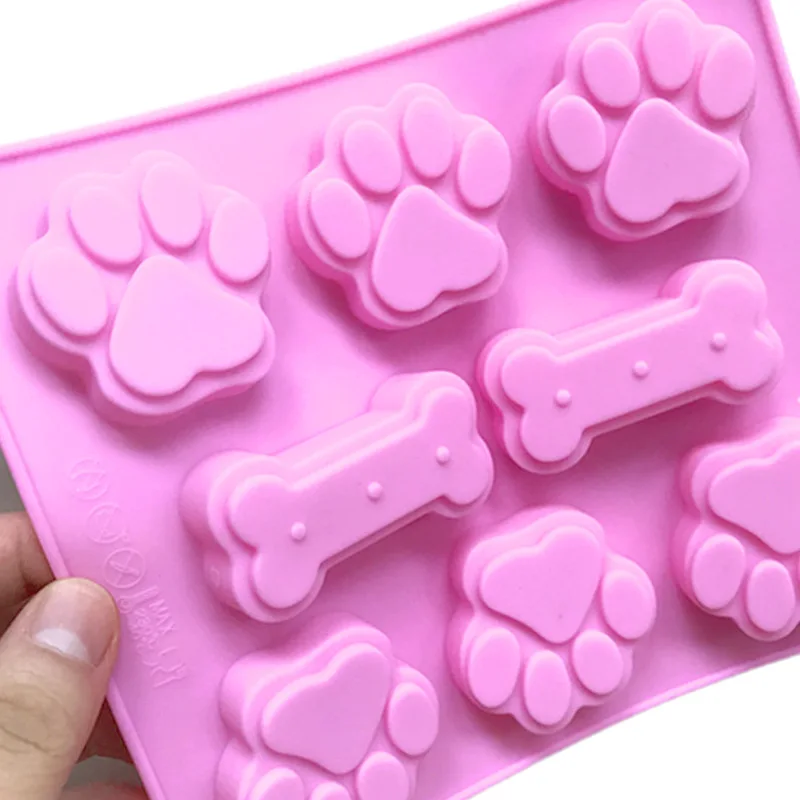 Silicone Cake Mold, Dog Bone & Cat Paw Dog Footprint Mould, DIY Wax Seal Pellet Baking Mold