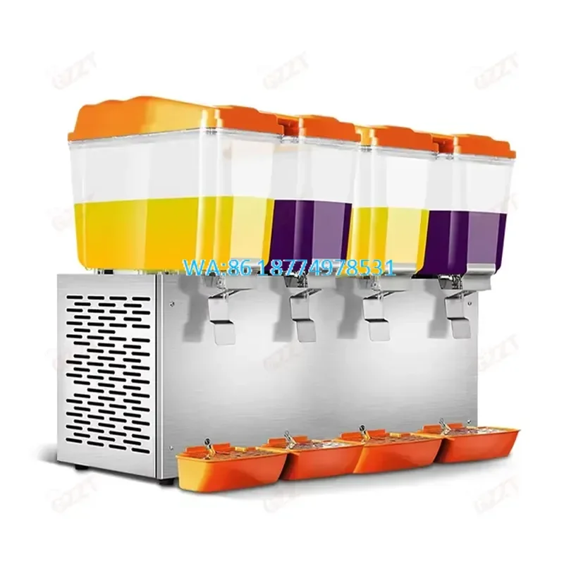 Wmwmnu 4 Tank Stainless Steel Drink Beverage Cold Juice Dispenser Automatic Frozen Commercial Fruit Juice Cold Beverage