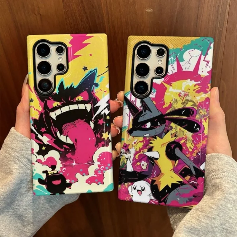 

Luxury Cute anime P-Pokemon Gengar Phone Case For Samsung S21 S22 S23 S24 S25 Ultra Plus cartoon Pokemons shockproof Back Cover