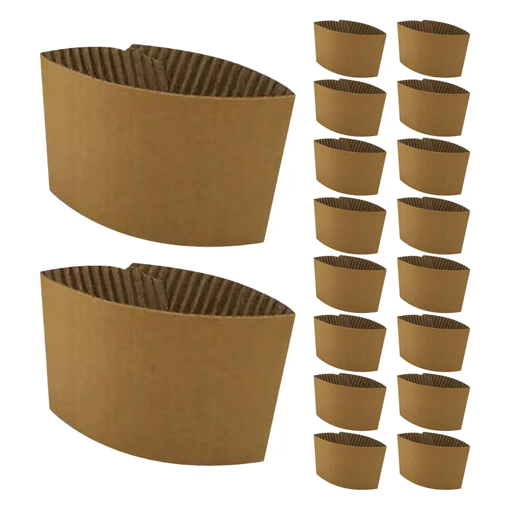 

25 Pcs Anti-scald Coffee Cup Sleeve Corrugated Paper Light Brown 80mm Heat Insulation Drink Protector Bottle Cover Kitchen Bar