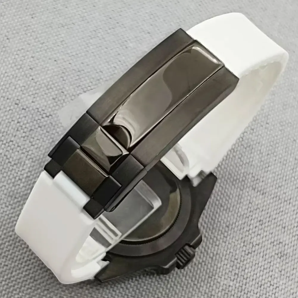 Custom logo NH35 Watch For man Diving 100m Luxury 40mm Automatic Mechanical Watches Sapphire PVD Black Case Rubber strap