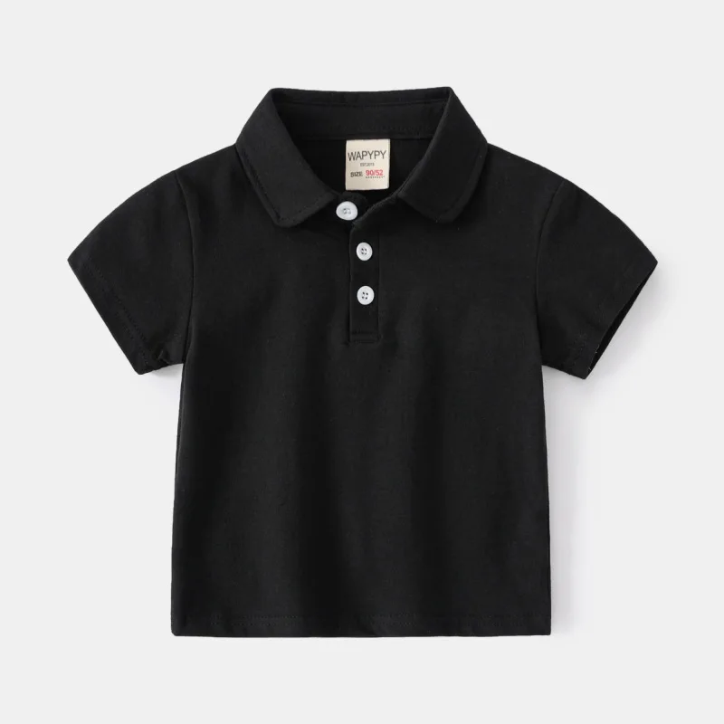 Camisa polo respirável infantil, gola virada para baixo, camiseta listrada, manga curta, tops de algodão, roupas para meninos, verão