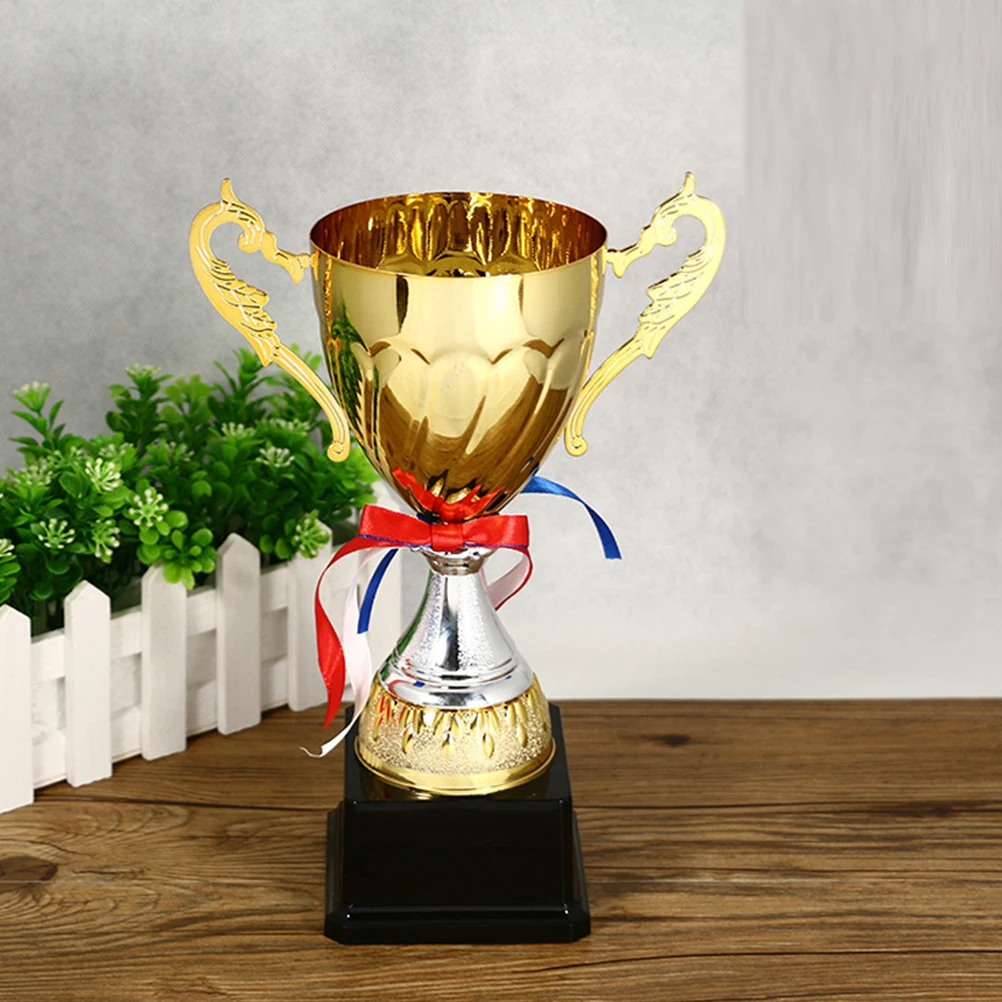 

1Pcs Metal Trophy Golden Cup Design 24Cm Plastic Base Award for Sports Competition School Tournament Game Prize Honor