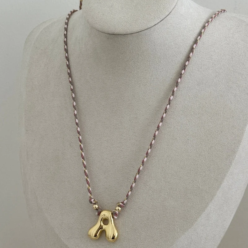 الملونة اليدوية بالون الأبجدية الأولية اللون الحبل قلادة الفولاذ المقاوم للصدأ فقاعة مكتنزة A-Z رسالة هدايا عيد الميلاد مجوهرات