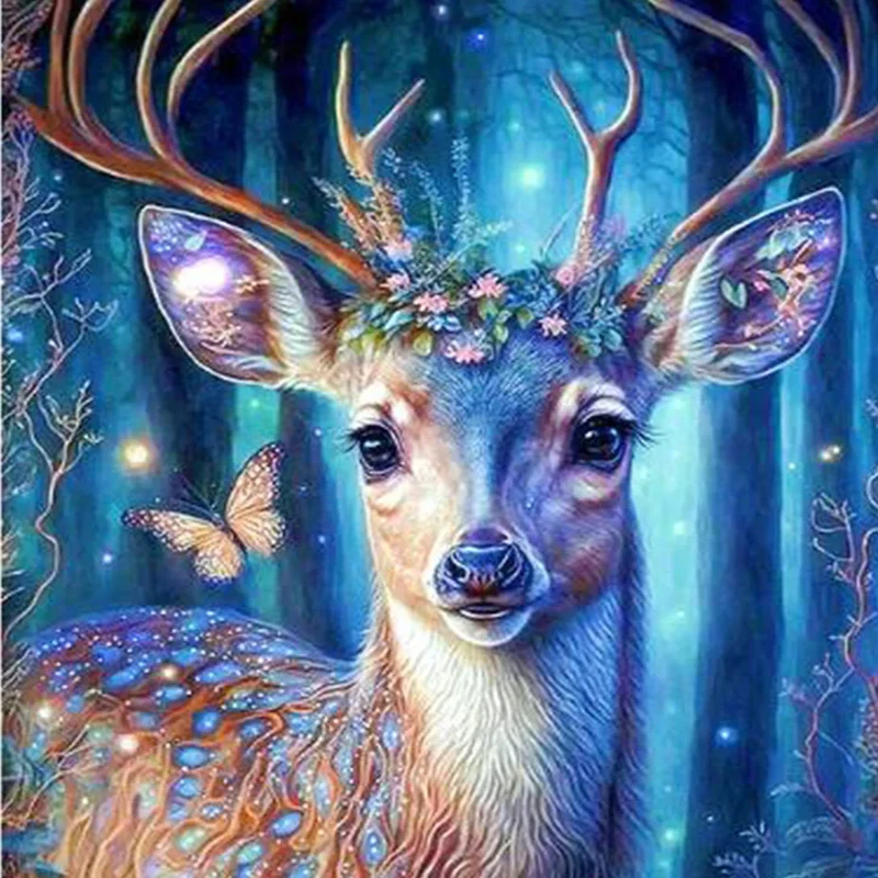 

Brand New AB Diamond Cross Stitch Deer In The Forest 5D DIY Diamond Embroidery Rhinestone Painting Diamond Painting 2024