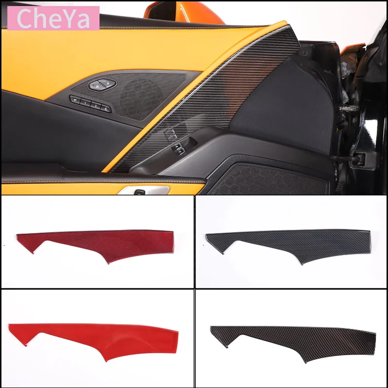Couvercle de panneau intérieur de porte de voiture ABS/Fiber de carbone véritable, panneau de porte du conducteur principal pour Chevrolet Corvette C7 2014 – 2019, accessoires LHD-image