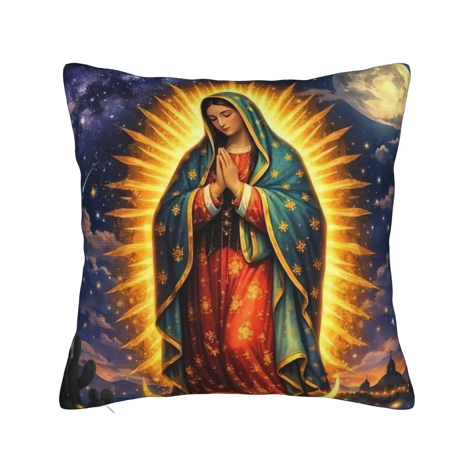 Virgin Mary Cherubs Rose Pillow Case  Kawaii Pillow Cover Soft Pillowcases For Chair Sofa Home Decor
