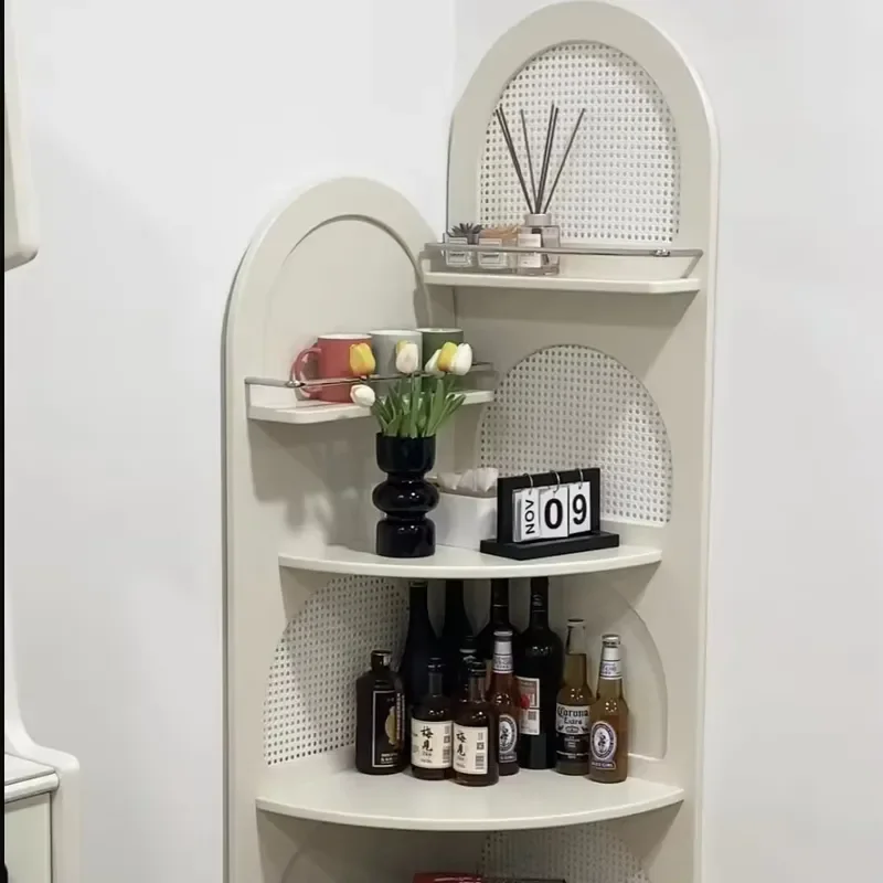 Solid Wood Corner Shelf Handmade Storage Rack Eco Friendly Baking Paint Finish Household Organizer for Living Room Space