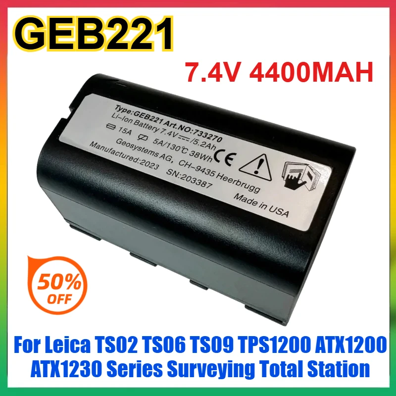

4400mAh GEB221 Li-ion Battery For Leica TS02 TS06 TS09 TPS1200 ATX1200 ATX1230 Series Surveying Total Station GPS Battery