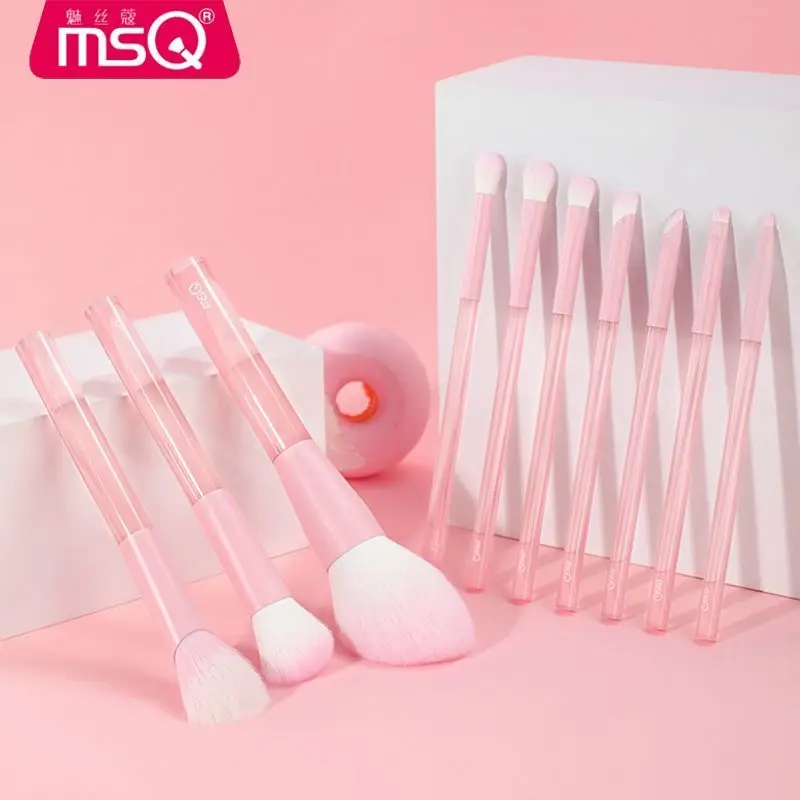 مجموعة فرش مكياج MSQ/ MSQ مكونة من 10 قطع: فرشاة ظلال عيون، بودرة سائبة، أحمر خدود، تحديد الوجه، فرشاة مزج وخافي عيوب البشرة