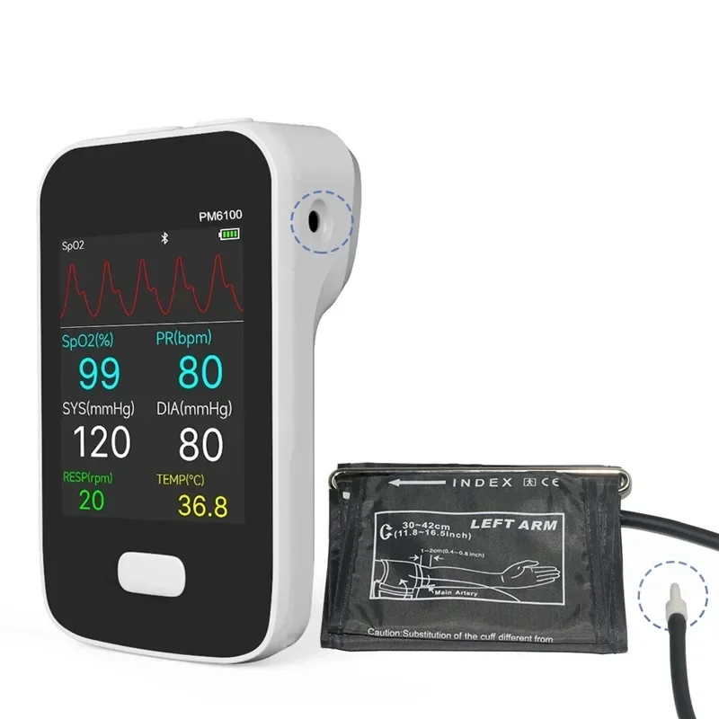 Vital Sign Patient Monitor 6 in 1 Multi Parameter Portable Medical Monitor Bluetooth IOS Android APP Mini Rechargeable