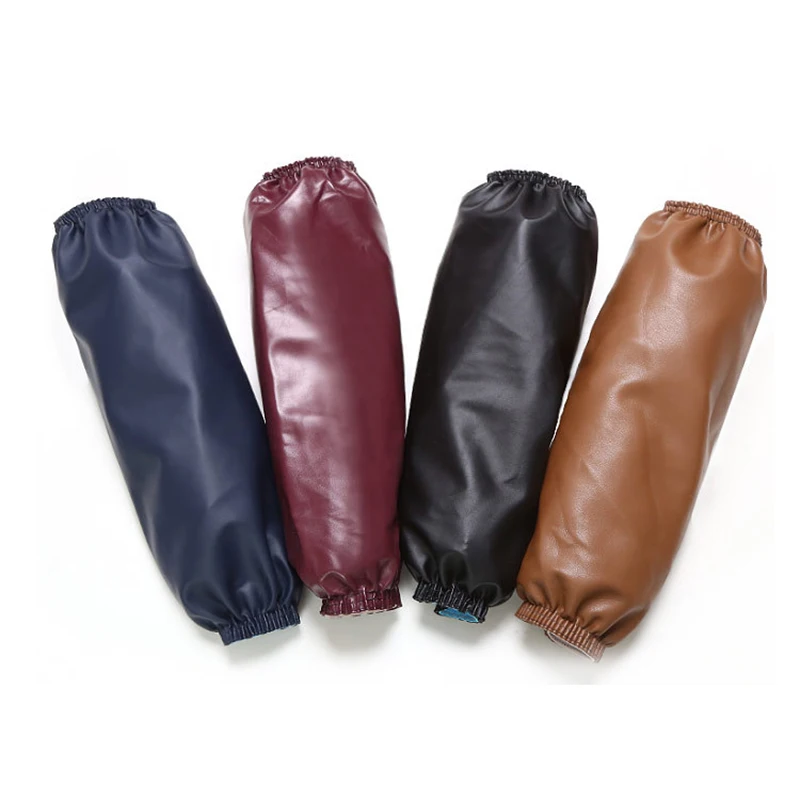 5 Pairs Artificial PU Leather Oversleeves Oil-proof Sleeves Hotel Work Anti-dirty Kitchen Household Cleaning Waterproof Sleeve