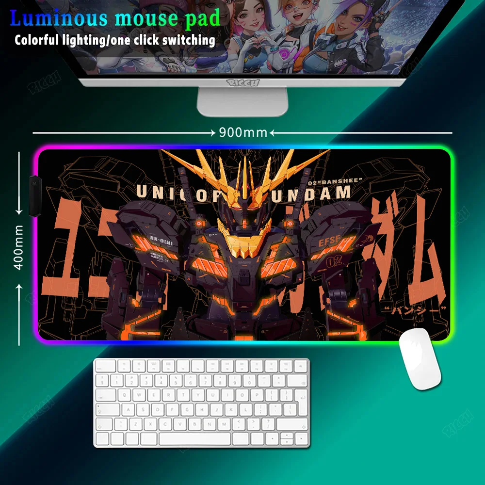 

Best Sellers G-GUNDAM-M HD printing Mouse Pad RGB Gaming Mat Large Keyboard Mat LED Light Desk Pad For Computer Laptop Mouse Pad