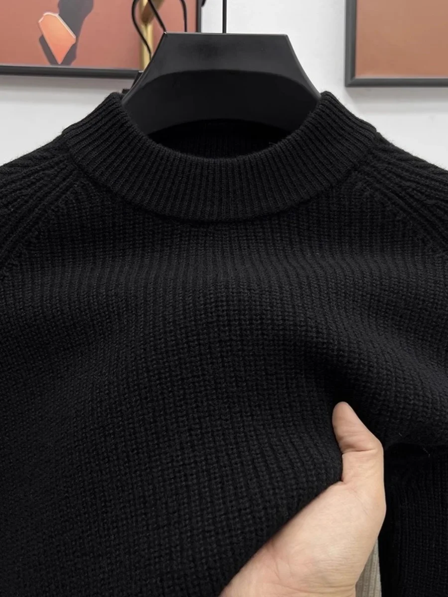 

High-End Men's Knitted Sweater f High Collar Versatile Slim Fit Warm Faionable Overhead Long Sve Pure Color Youthful