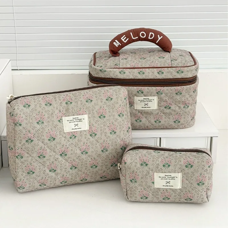 

Женская темно-цветная косметичка с настенным цветком, новая вельветовая маленькая большая вместительная дорожная сумка на молнии, грязеотталкивающая сумка-тоут, косметички для туалетных принадлежностей