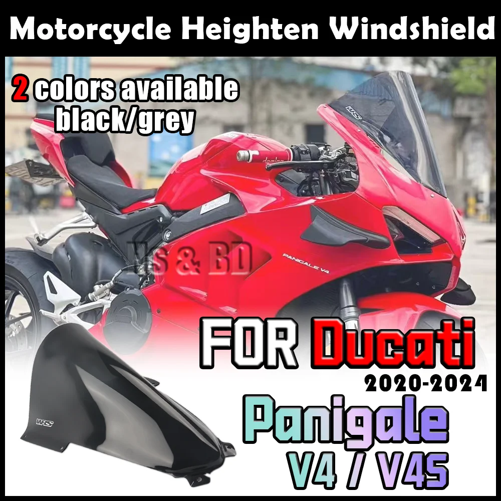 Motorcycle Windshield For Ducati Panigale V4 / V4S Windscreen Heighten Windshield Enlarge Wind Spoiler Cover Fairing WR S Racing