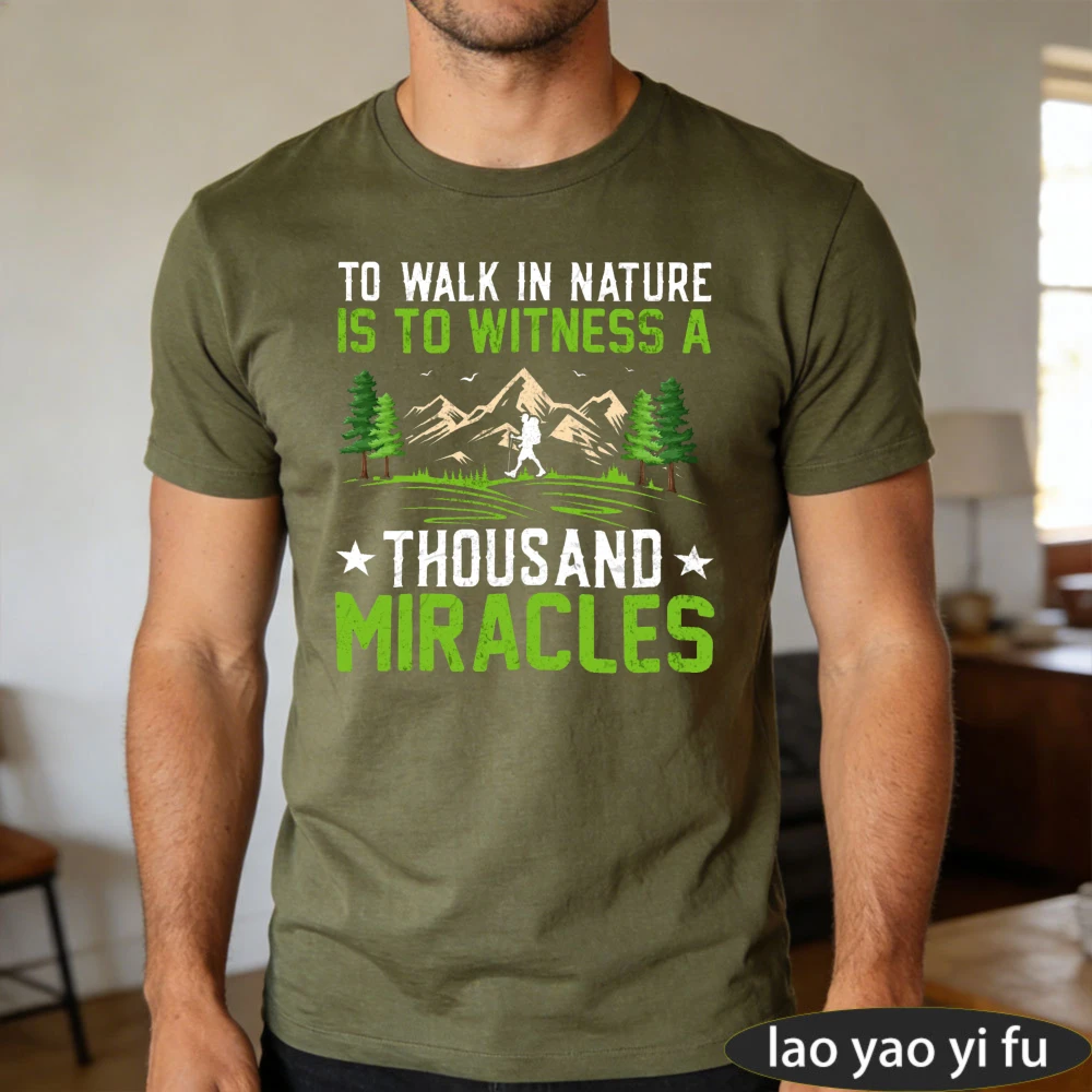 T-shirt pour homme en coton, idéal pour la randonnée en montagne, les aventures en plein air et les amateurs de plein air, vêtements décontractés et tendance