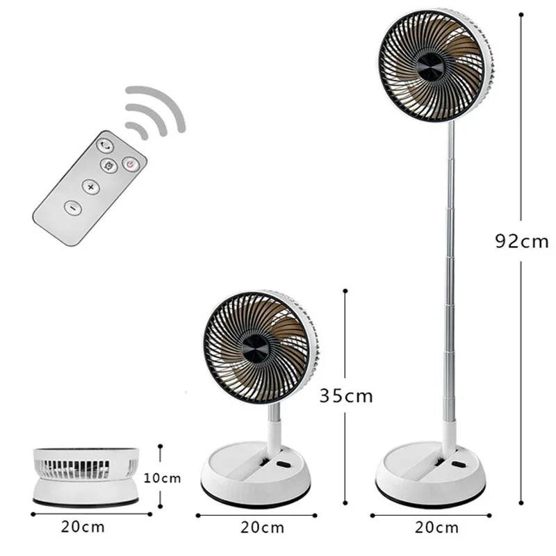 New Gale Telescopic Folding Fan Shaking Time Outdoor Remote Control Fan Floor Rechargeable Portable 7-inch USB Folding