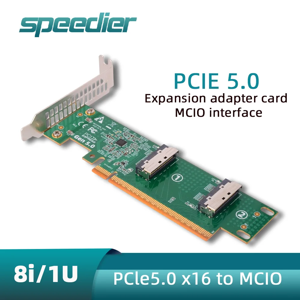 PCIe 5.0 X16 To MCIO Split Riser Card SlimSAS SFF8654 Adapter Motherboard for Server Single GPU External Expansion X8/16x