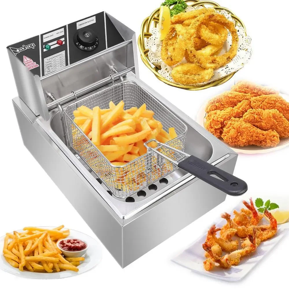 

2500W 6.3QT/6L Stainless Steel Electric Deep Fryer Home Commercial Restaurant