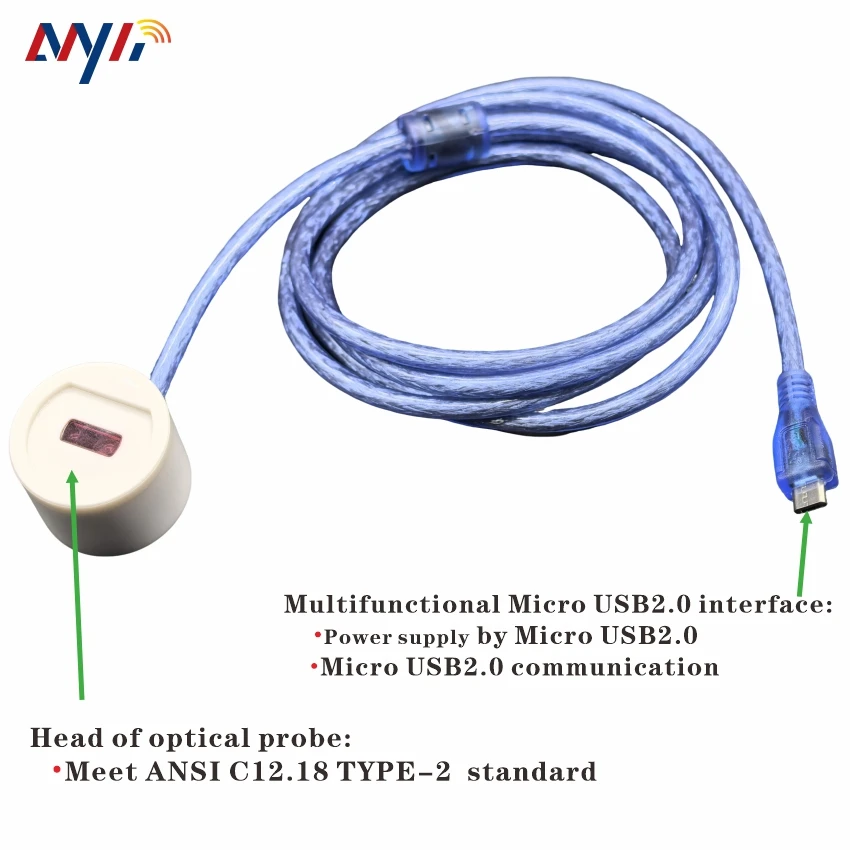 ANSI Type-2 C12.18 Smart Round Meter Readout NIR FT232 Micro USB Infrared Optical Head Android HHU