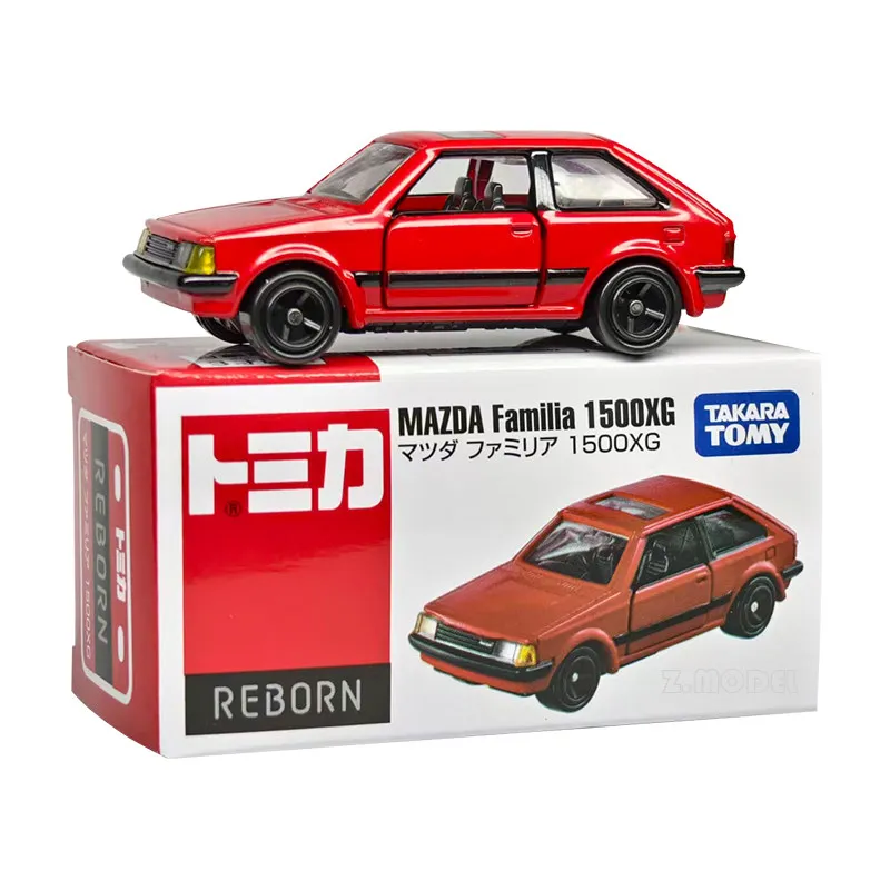 Auf Lager Original Takara Tomy June Neu reproduziertes Mazda Familia 1500XG Legierungs-Diecast-Modellauto im Maßstab 1:64, Sammlerstück für Hobbyisten