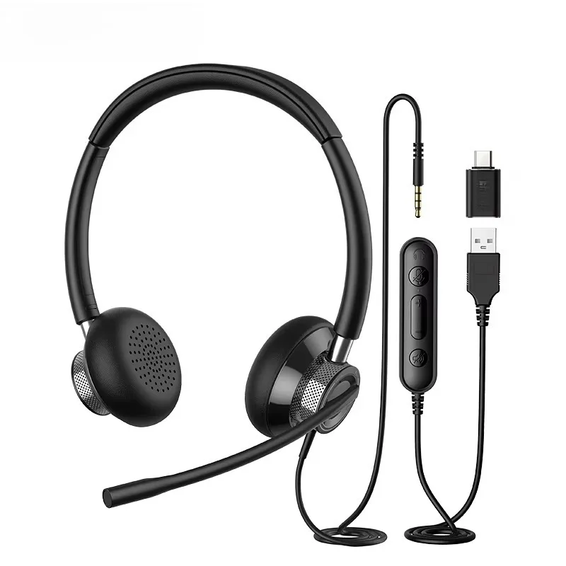 

High Rated Phone Headphones Office Headphones with Microphone USB Wired Headphones for Work Zoom Team Meetings