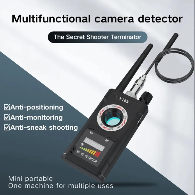 Detector de cámara multifuncional K18S, actualización de señal RF inalámbrica, GPS, pequeño Detector antiposicionamiento, escaneo, localizador GPS