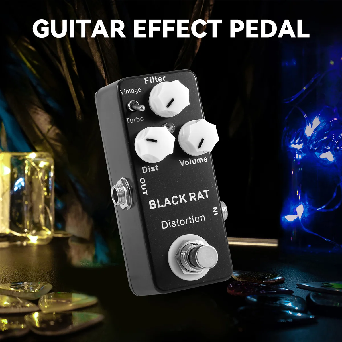 Pedale effetto mini chitarra SMIEA Mosky Black RAT distorsione