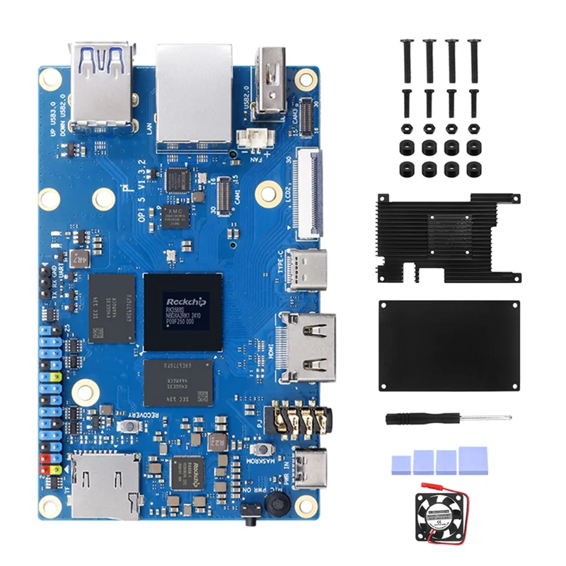 

B04C-For Orange Pi 5 RK3588S PCIE Module+Aluminum Alloy Case Wifi+BT SSD Gigabit Ethernet Board Run For Android Debian OS