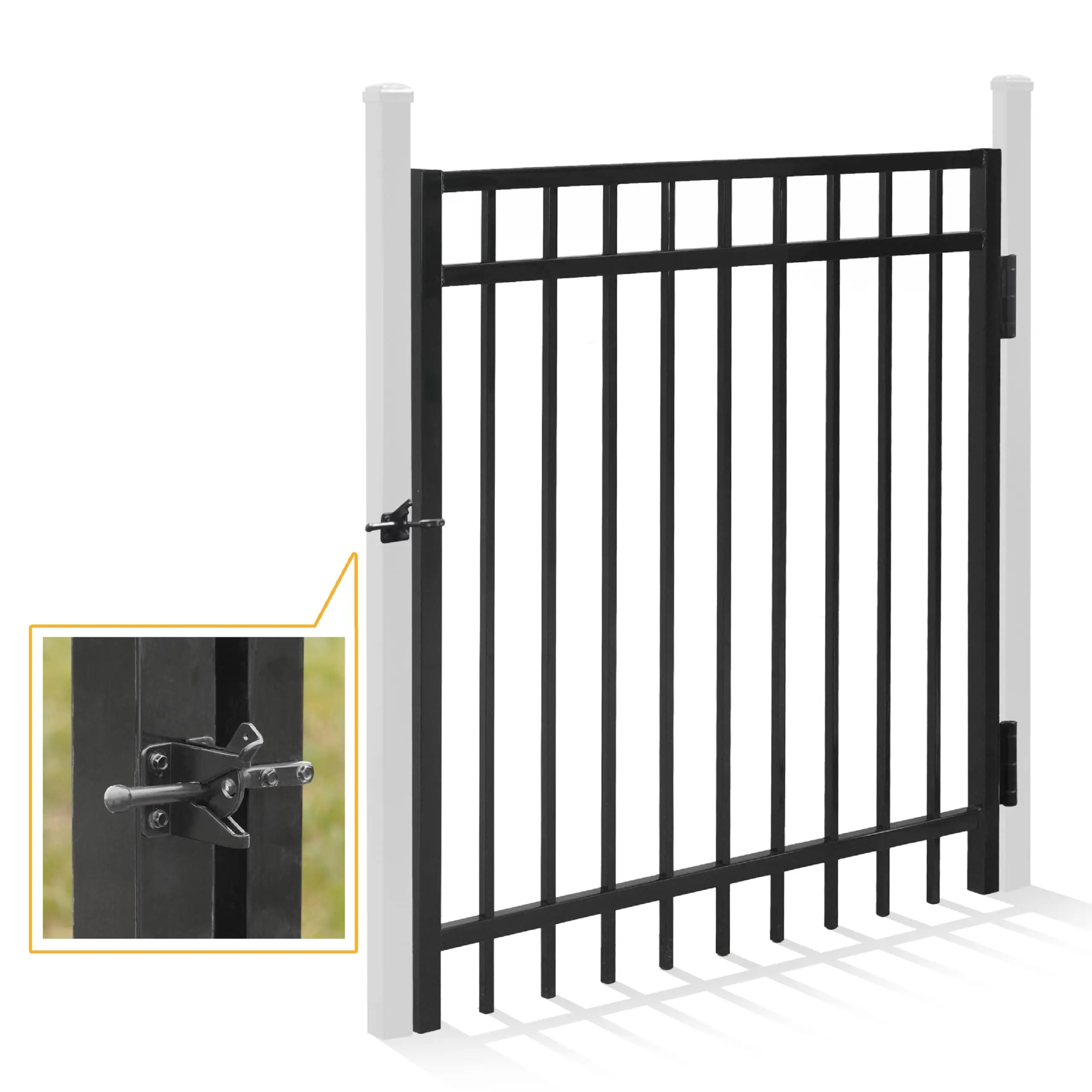 Heavy Duty Flat Top Fence Gate, 4FT Height x 4FT Width Outdoor Fence Gate, Outdoor Anti-Rust Metal Steel Gate for