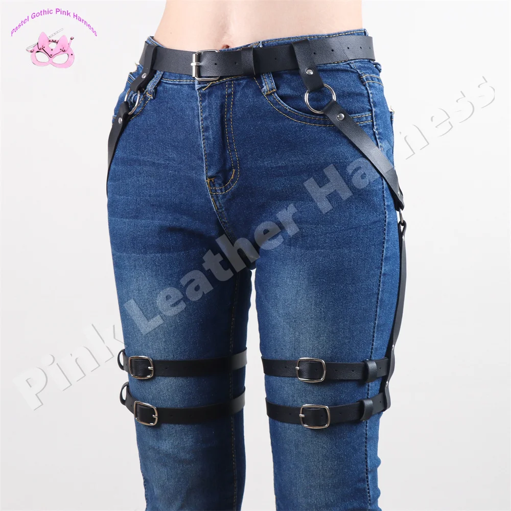 

Gothic Garter Belt Woman PU Leather Leg Harness Sexy Body Accessories Erotic Stockings Suspenders Punk Sword Belt Rave Festival