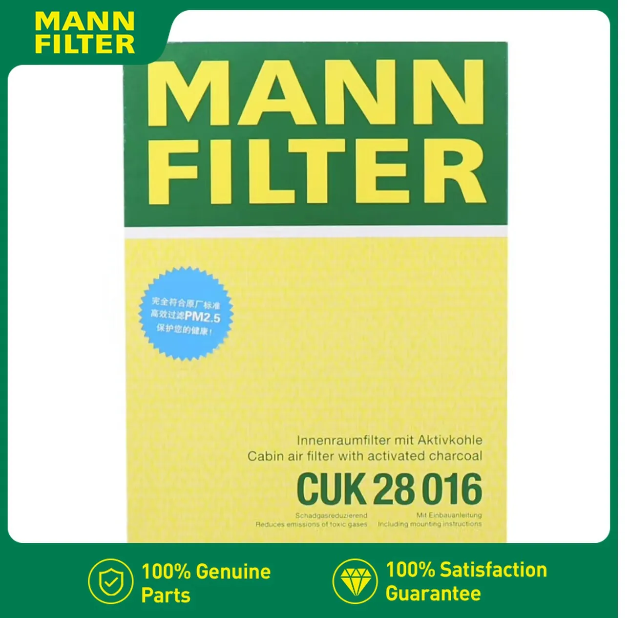MANN FILTER AC Carbon Air Filter for Land Rover Range Rover Evoque 2018-2022 L551 CUK28016 K8D2-18D543-AA LR115784
