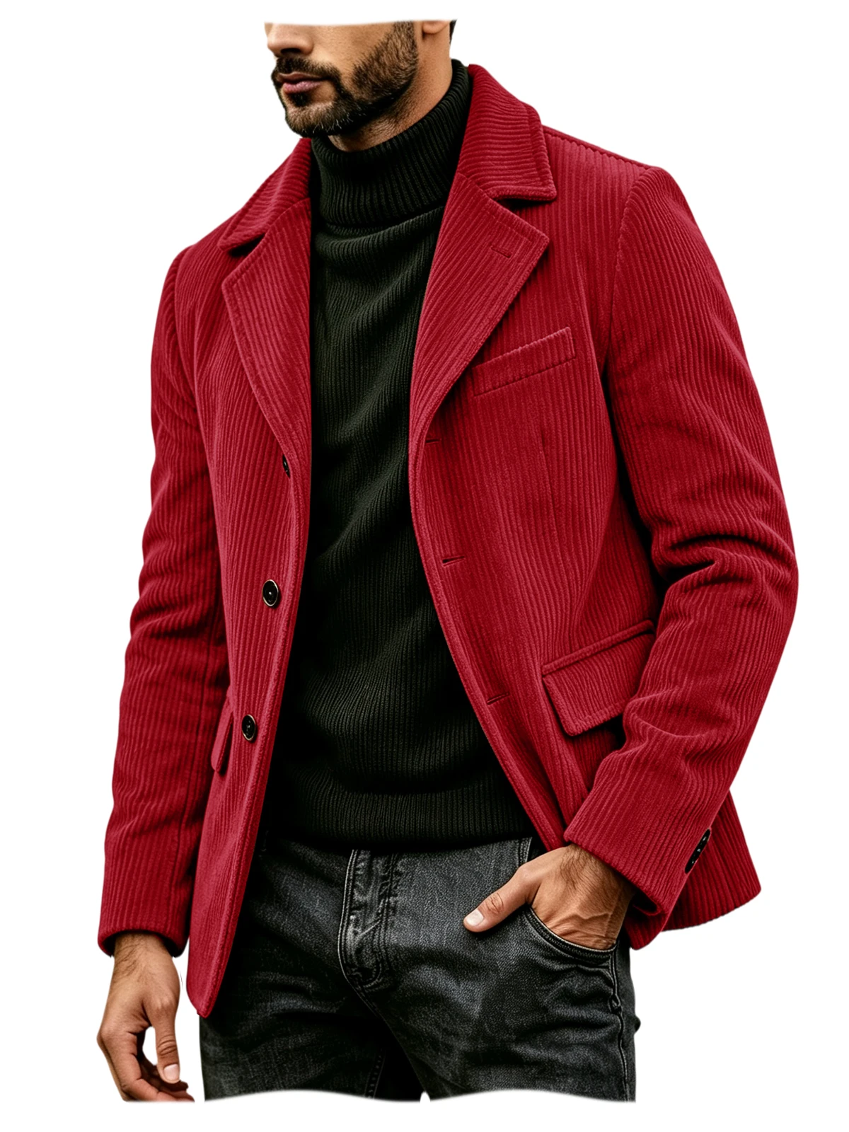 Men's Corduroy Suit Jacket Vintage Notched Lapel Single Breasted Loose Fit Casual Blazer High Quality Fashion Sport Coat Busines 18