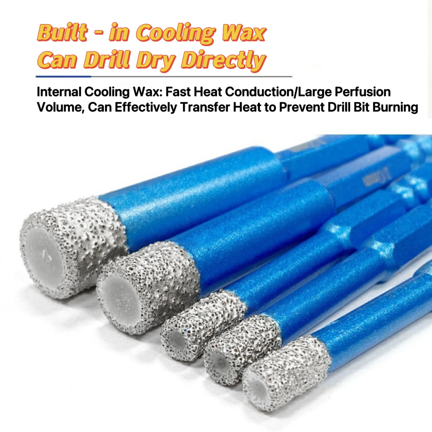 7 Buah Set Mata Bor Ubin Pengeboran Kering-untuk Kaca, Marmer, Giok & Keramik- Lilin Pendingin Bawaan, Pengeboran Tanpa Selip