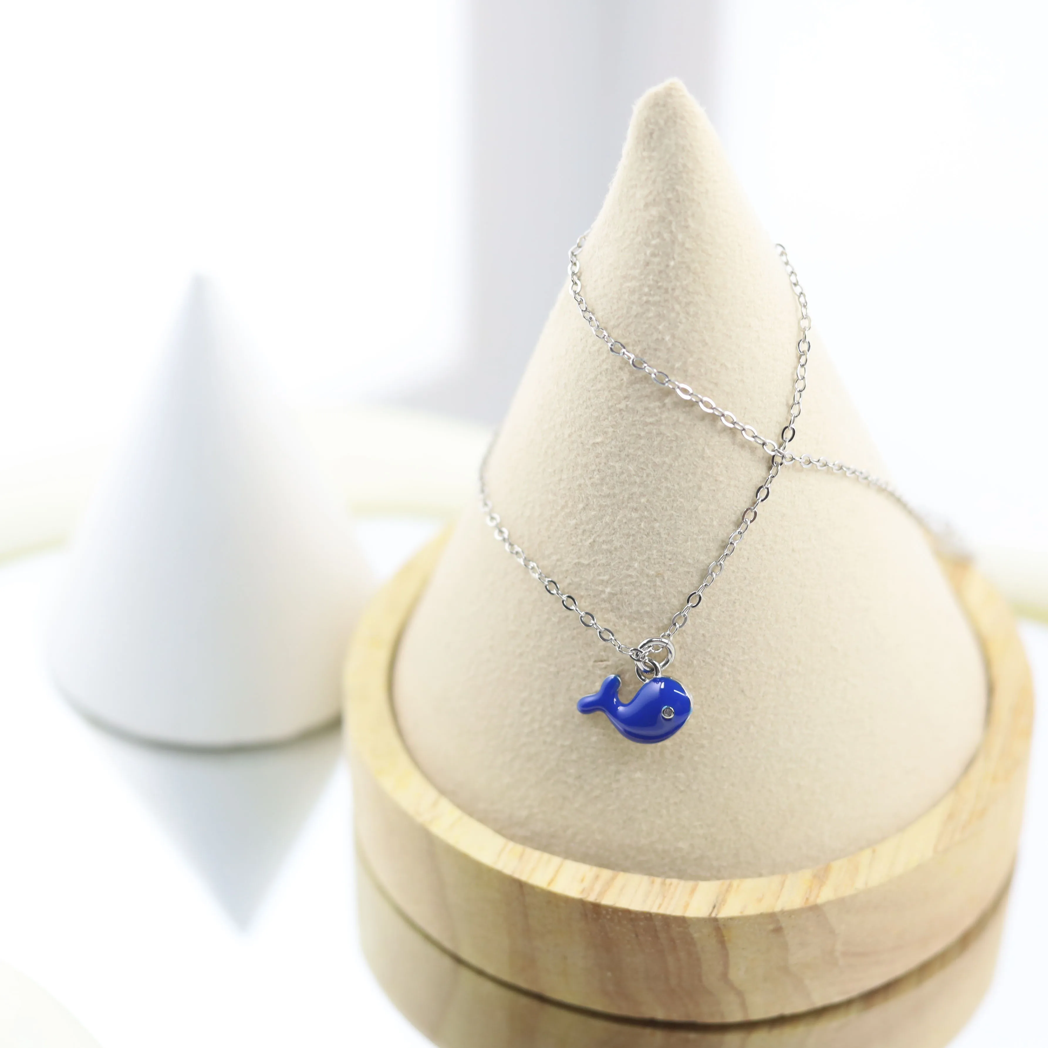 New Fashion Blue Epoxy Cute Little Whale 925 Sterling Silver Jewelry Beautiful Animal Exquisite Clavicle Chain Necklaces