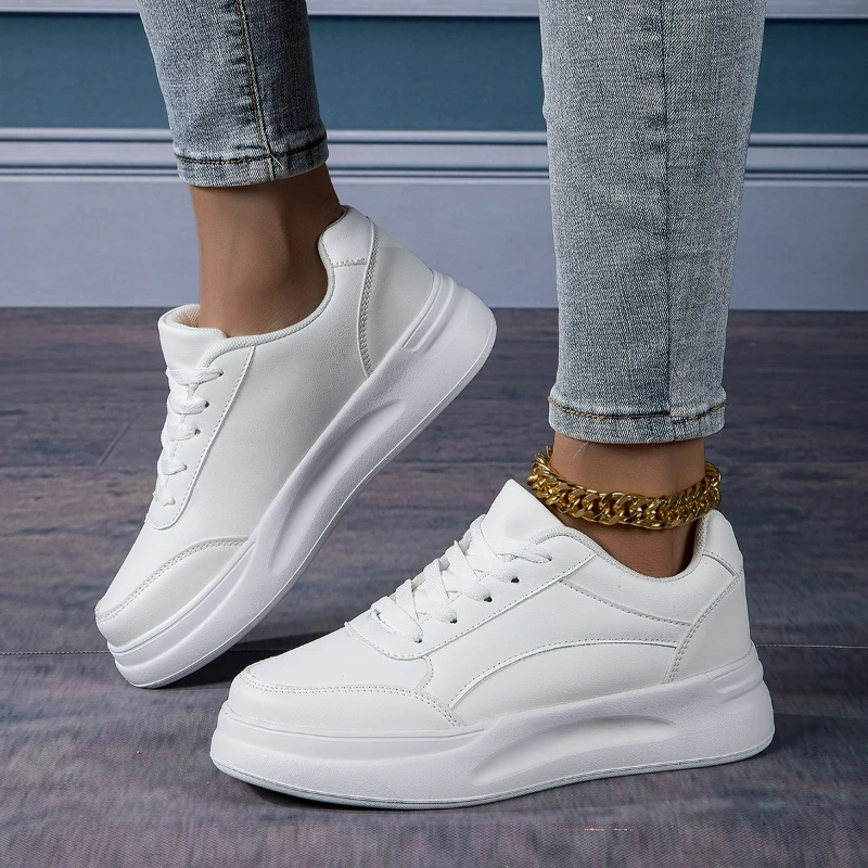 Men's Sleek Lace-Up Casual Sneakers, Men's Daily Casual Walking Footwear, Men's Non Slip Outdoor Wear-Resistant Trainers