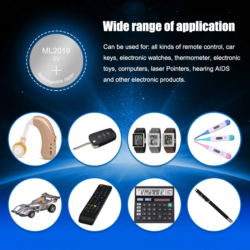 1pc Eaxell Original ML2016 ML 2016 3v Li-Ion Lithium Ion Rechargeable Coin Cell Button CMOS RTC Battery Batteries