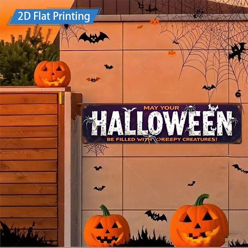 1 قطعة علامة معدنية، علامة مخلوقات الهالوين المخيفة مقاس 4 × 16 بوصة |   ديكور سياج خشبي ريفي |   فن الطباعة المسطحة ثنائي الأبعاد الاحتفالي