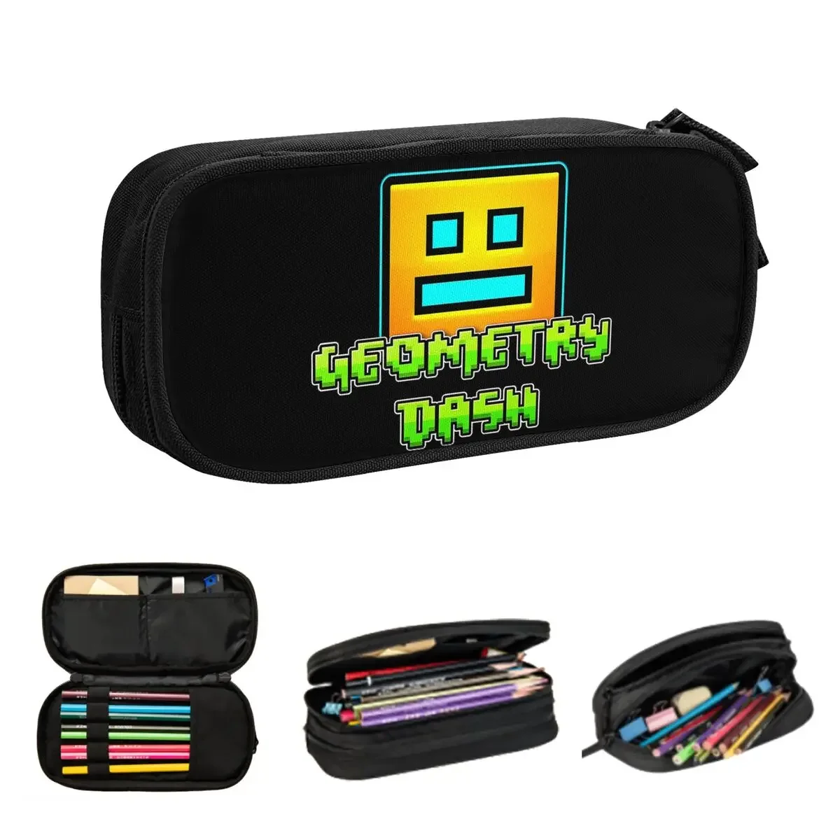 

Geometry Dash Pencil Cases Large Storage Pen Bags Pen Box Pencil Pouch For Boys Girls Students Stationery School Office