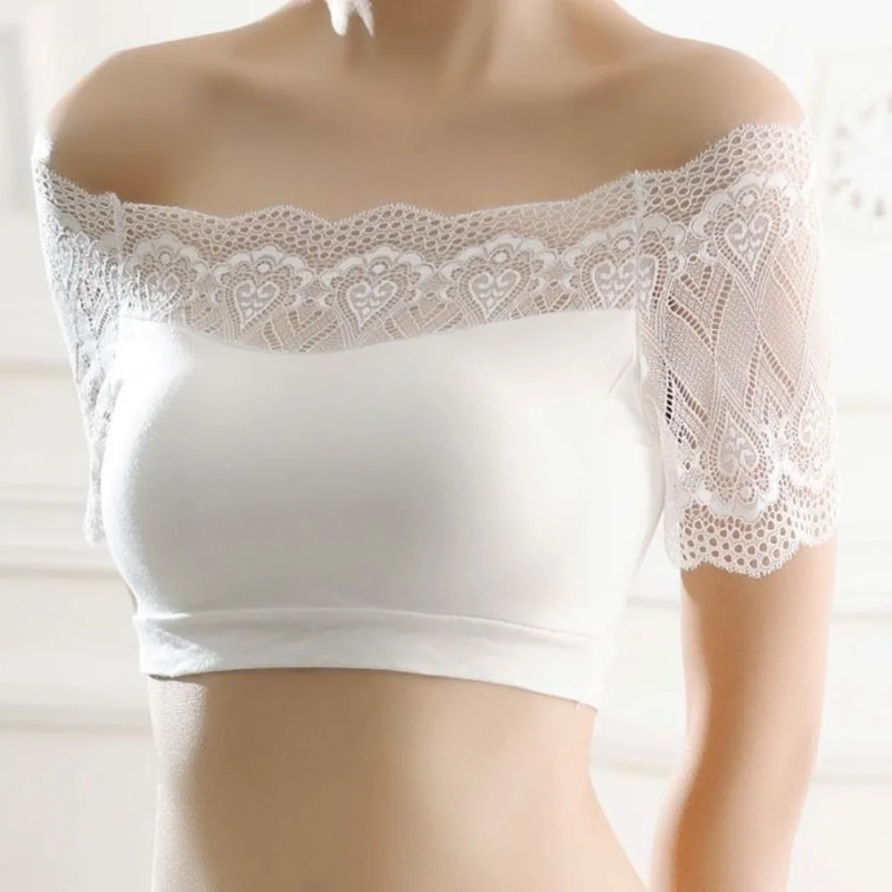 Elegant Hollow Short Lace Camisole Transparent Square Neck Crop Tops Streetwear Sleeveless Undershirt Bra Vest Spring Summer
