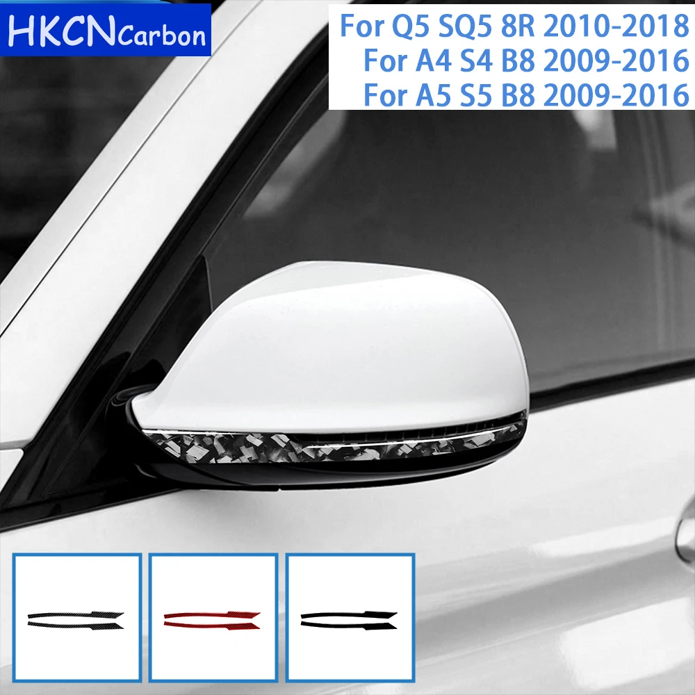 

For Audi Q5 SQ5 8R A4 S4 B8 2009-2017 Accessories Carbon Fiber Car Interior Rearview Mirror Anti Collision Strip Trim Sticker