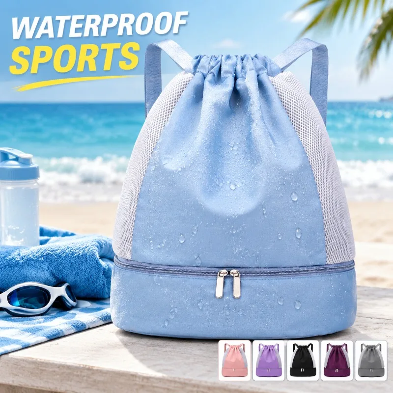 Waterproof Sports Gym Backpack Wet Dry Separation Swimming Bag with Shoe Compartment for Men Women Beach Pool Yoga Travel